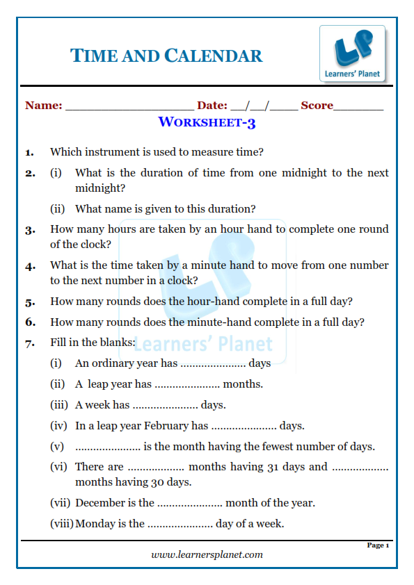 Math Olympiad Grade 2 time and clock Worksheet